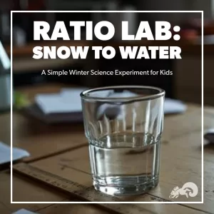 A cup of water showing the melted depth of snow during the Snow-to-Water Ratio Lab experiment.